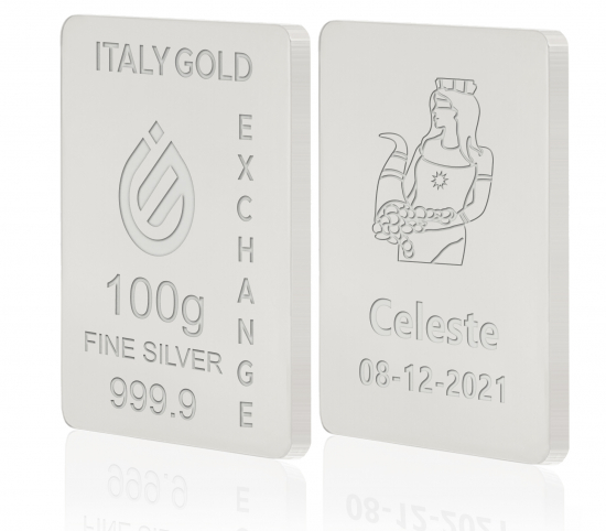 Lingot Argent Pur 100 g. Déesse de la chance  Italy Gold Exchange