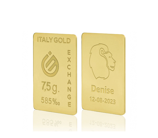 Lingot Or 14 ct de 7,5 g. signe du zodiaque Lion  Italy Gold Exchange