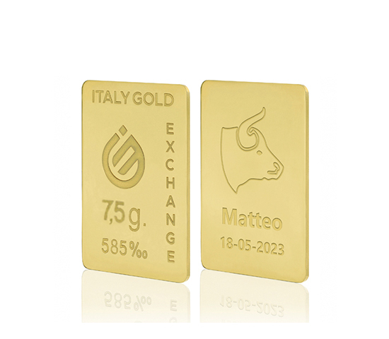 Lingot Or 14 ct. de 7,5 g. signe du zodiaque Taureau  Italy Gold Exchange