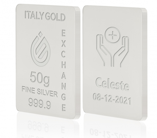 Reines Kommunionsgeschenk Silberbarren aus 50 g Italy Gold Exchange