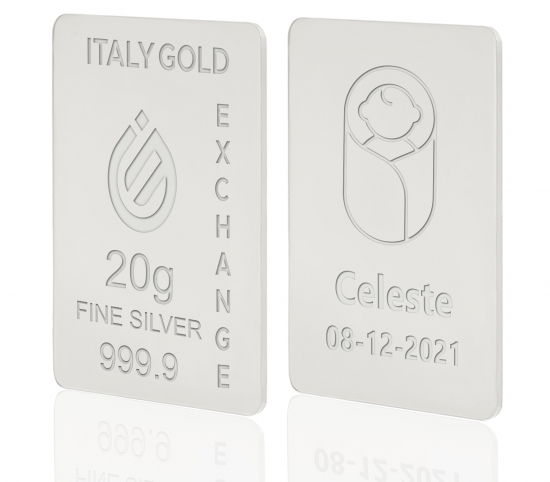 Silver ingot 20gr. for baby birth IGE GOLD