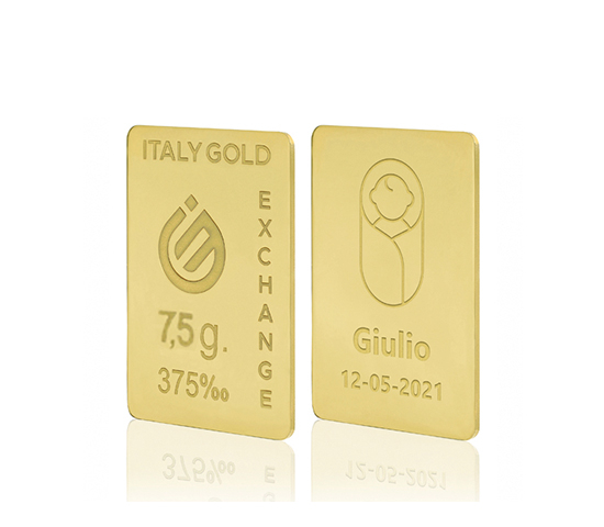 Lingot Or cadeau 9 ct de 7,5 g. pour Naissance IGE GOLD