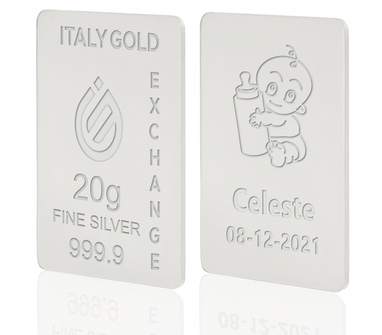 Silver ingot 20gr. for baby birth IGE GOLD