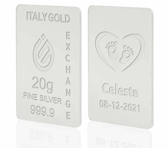 Silver ingot 20gr. for baby birth IGE GOLD