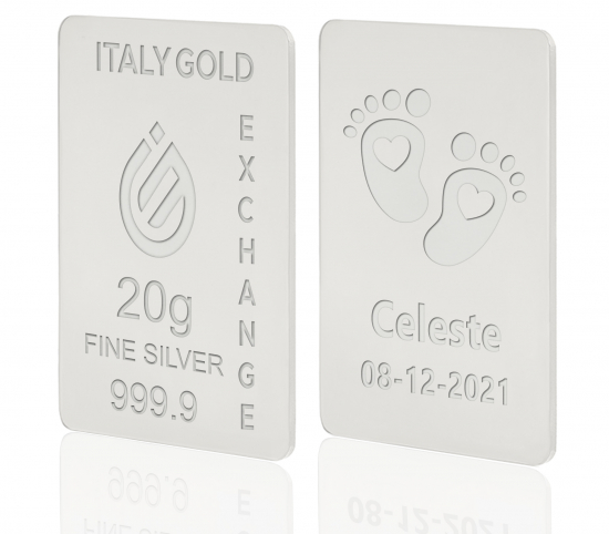 Silver ingot 20gr. for baby birth IGE GOLD