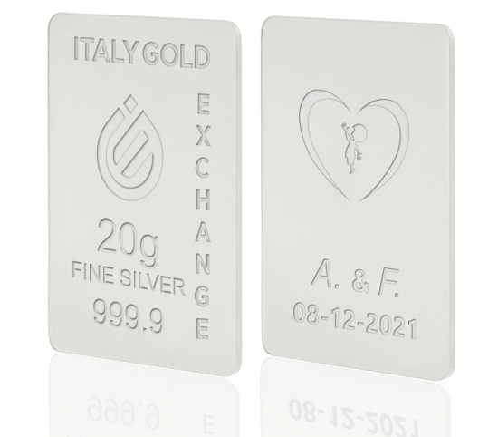 Reines Hochzeitsgeschenk Silberbarren aus 20 g Italy Gold Exchange