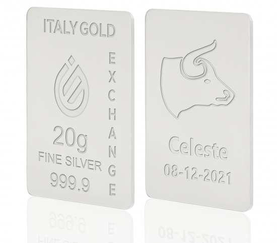 Lingot Argent Pur 20 g. signe du zodiaque Taureau Italy Gold Exchange