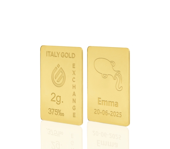 Lingotto Oro segno zodiacale Acquario 9 Kt da 2 gr. Italy Gold Exchange