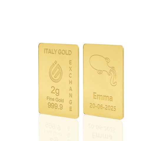 Lingot Or 24 ct de 2 g. signe du zodiaque Verseau  IGE GOLD