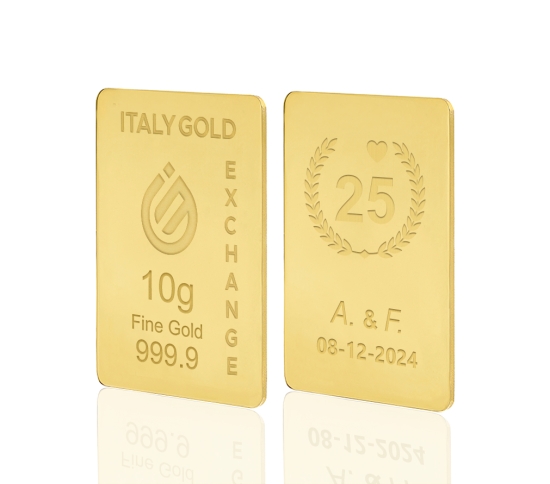 Lingotto Oro 24Kt da 10 gr. per Anniversario di matrimonio Italy Gold Exchange