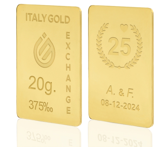 Lingou de Aur cadou pentru Aniversare 25 ani de Căsătorie 9K de 20 g.  IGE GOLD