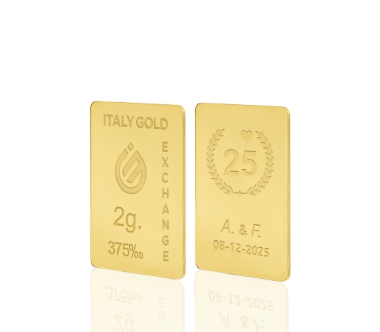 Lingotto Oro per Anniversario di matrimonio 9 Kt da 2 gr. Italy Gold Exchange