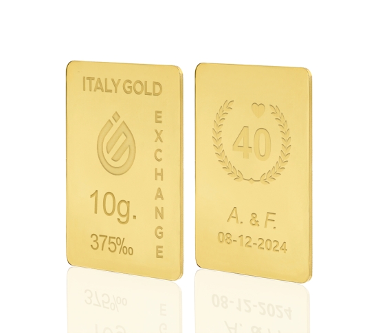 Lingot Or cadeau pour Anniversaire de Mariage 9 ct de 10 g.  IGE GOLD