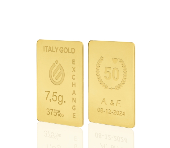 Lingot Or cadeau 9 ct de 7,5 g. pour Anniversaire de Mariage IGE GOLD