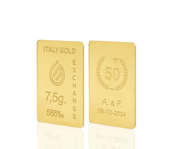 Lingot Or 14 ct de 7,5 g. pour Anniversaire de Mariage IGE GOLD