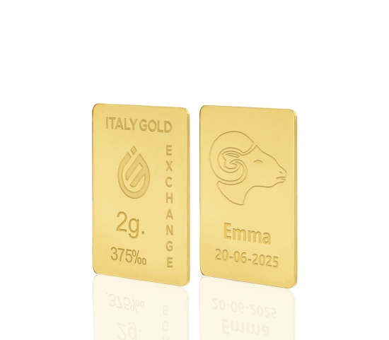 Gold ingots Star Signs - Aries - 9Kt - 2gr Italy Gold Exchange