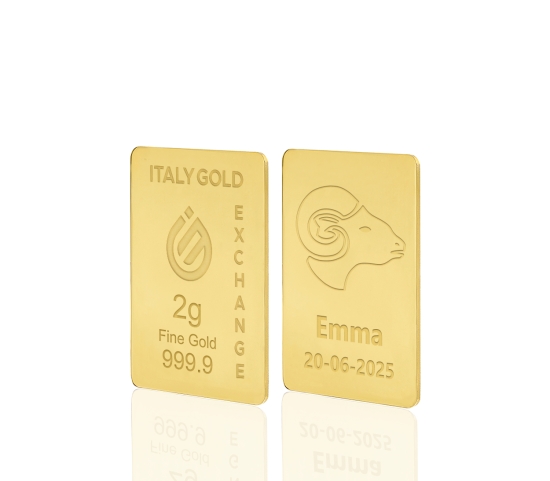 Lingotto Oro 24Kt da 2 gr. segno zodiacale Ariete  Italy Gold Exchange