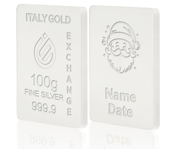 Silver ingot gift for Christmas - 100gr Italy Gold Exchange