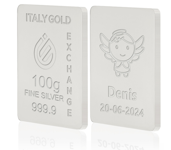 Lingot Argent Pur 100 g. pour Baptême  Italy Gold Exchange