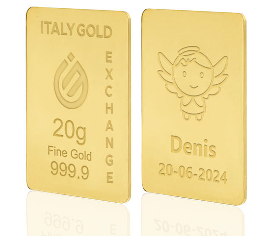 Lingotto Oro 24Kt da 20 gr. per Battesimo  Italy Gold Exchange