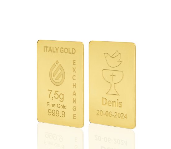 Lingote de Oro de regalo para Bautismo 24 Kt de 7,5 g. Italy Gold Exchange