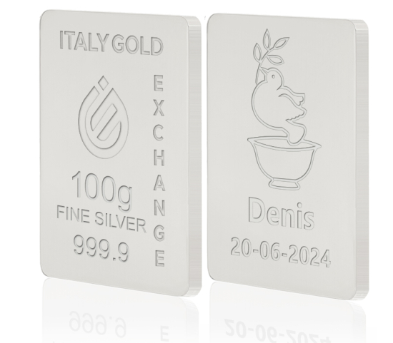 Lingot Argent Pur 100 g. pour Baptême  Italy Gold Exchange