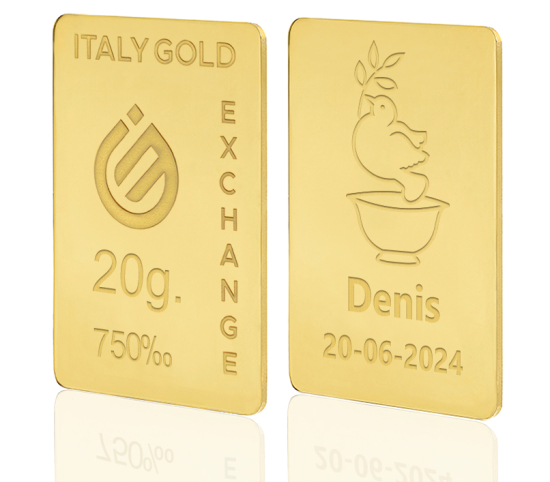 Lingotto Oro regalo per Battesimo 18 Kt da 20 gr. Italy Gold Exchange