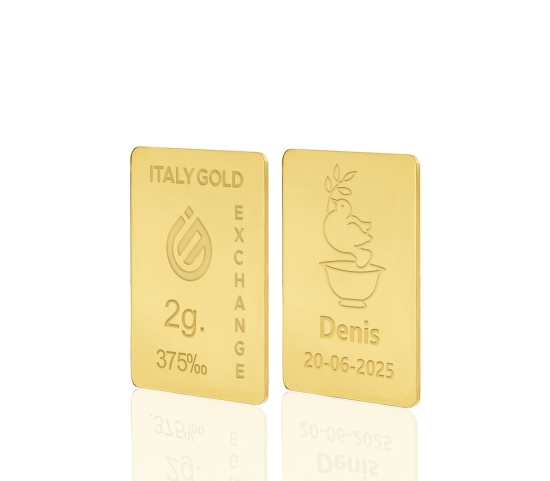 Lingotto Oro regalo per Battesimo 9 Kt da 2 gr. Italy Gold Exchange