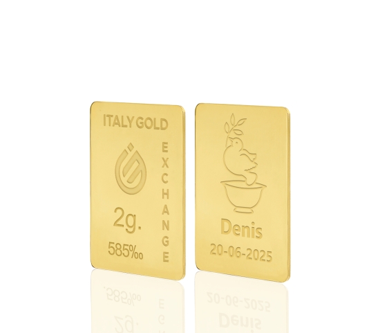 Lingotto Oro regalo  per Battesimo 14 Kt da 2 gr. Italy Gold Exchange