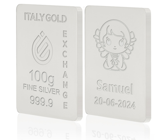 Lingot Argent Pur 100 g. pour Baptême  Italy Gold Exchange