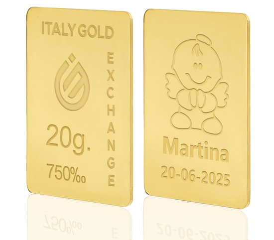 Lingotto Oro regalo per Battesimo 18 Kt da 20 gr. Italy Gold Exchange