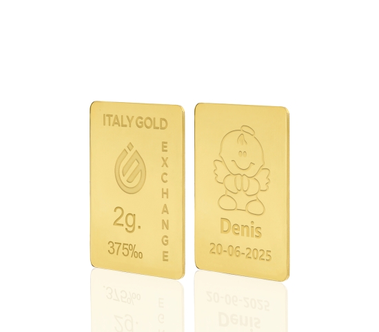 Lingotto Oro regalo per Battesimo 9 Kt da 2 gr. Italy Gold Exchange