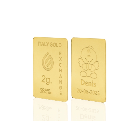 Lingotto Oro regalo  per Battesimo 14 Kt da 2 gr. Italy Gold Exchange