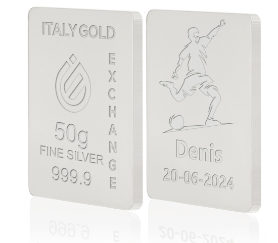 Lingot Argent Pur 50 g. sport football Italy Gold Exchange