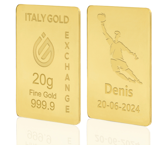 Lingotto Oro 24Kt da 20 gr. sport calcio Italy Gold Exchange