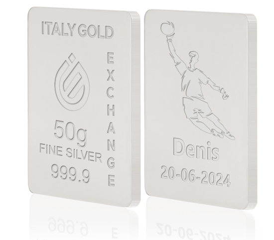 Lingot Argent Pur 50 g. sport football Italy Gold Exchange