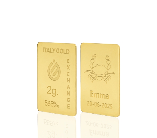 Lingot Or signe du zodiaque Cancer 14 ct de 2 g. Italy Gold Exchange