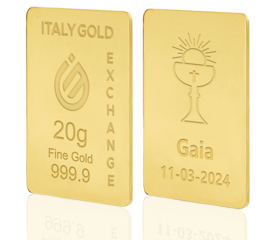 Gold ingot gift for Holy Communion - 24Kt - 20gr Italy Gold Exchange