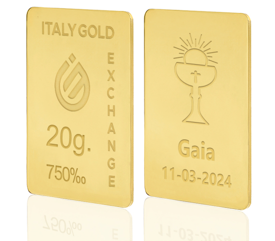 Lingot Or cadeau pour Communion 18 ct de 20 g.  Italy Gold Exchange