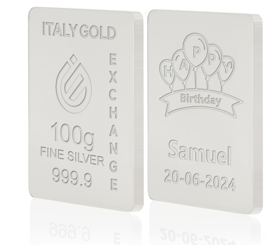 Lingot Argent Pur 100 g. pour Anniversaire IGE GOLD