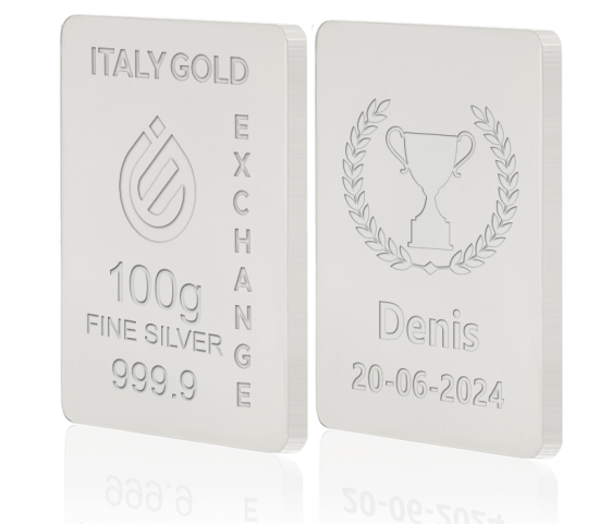 Lingot Argent Pur 100 g. vainqueur de la coupe Italy Gold Exchange