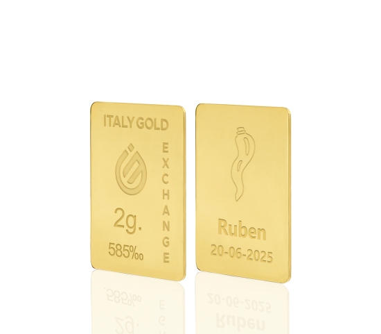 Gold ingot Good Luck Charms - Horn - 14Kt - 2gr Italy Gold Exchange