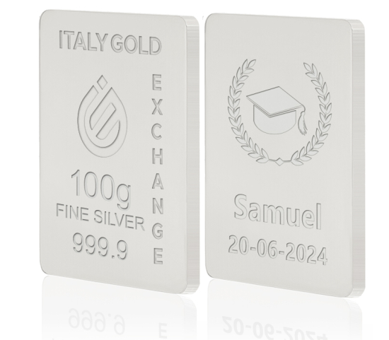 Lingote de Plata Pura 100 gr. para grado Italy Gold Exchange