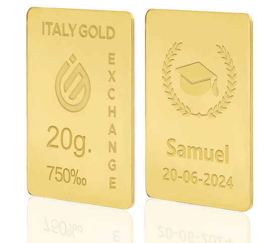 Lingot Or cadeau pour Diplôme 18 ct de 20 g.  Italy Gold Exchange