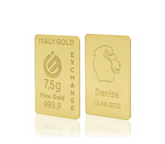 Lingot Or 24 ct de 7,5 g. signe du zodiaque Lion Italy Gold Exchange