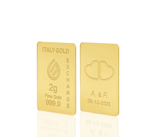 Lingotto Oro 24Kt da 2 gr. per Matrimonio  Italy Gold Exchange