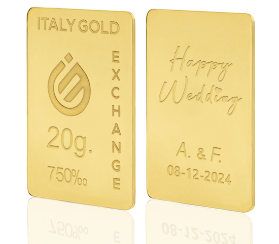 Lingotto Oro regalo per Matrimonio 18 Kt da 20 gr. Italy Gold Exchange