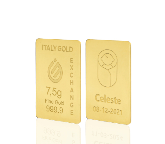 Lingotto Oro 24Kt da 7,5 gr. per Nascita  IGE GOLD