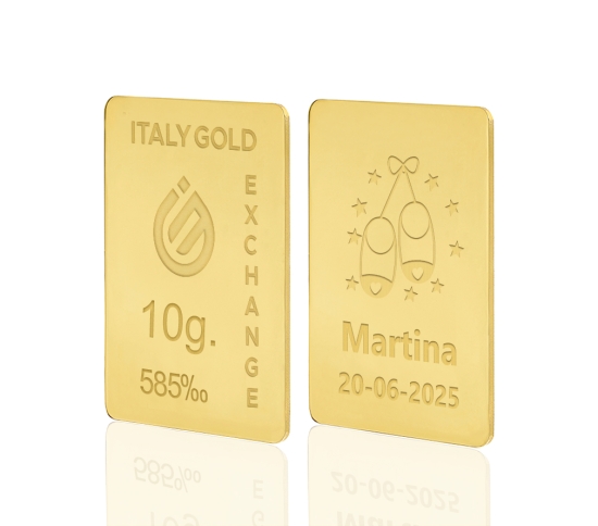 Gold ingot gift for Baby Birth - 14Kt - 10gr Italy Gold Exchange