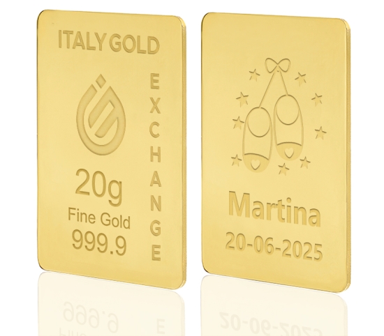 Gold ingot gift for Baby Birth - 24Kt - 20gr Italy Gold Exchange